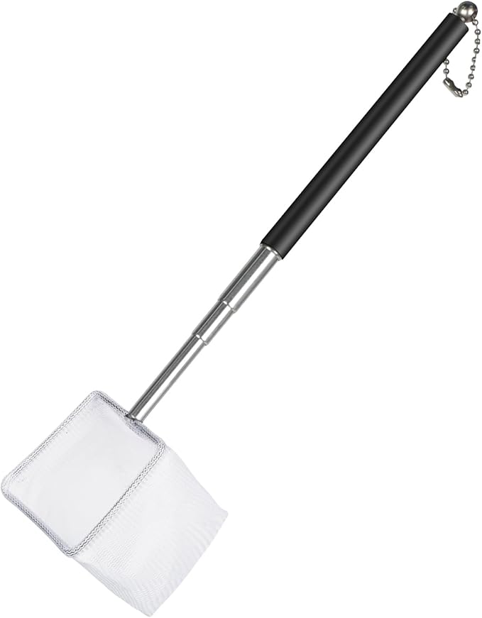 Pawfly Aquarium Shrimp Net, 2 Inch Tiny Fish Tank Net with Extendable Stainless Steel Handle