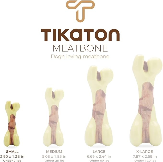 Tikaton Dog Chew Toys for Aggressive Chewers, Peanut Butter Flavor Durable Dog Teething Chew Toys Bones for Large/Medium/Small Puppies