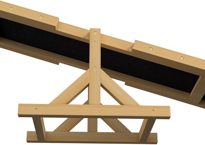 71" Dog Agility Seesaw Outdoor for Training and Exercise, Wooden Platform Dog Agility Training Equipment - Dog Obstacle Course Backyard Run Game Toy (Yellow)