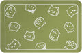 YCT Cat Food Mat, Cat Mat for Food and Water, Pet Feeding Mat, Non-Slip Super Absorbent, with Multiple cat Heads Logo, 18.1 x 11.8 inches, Green