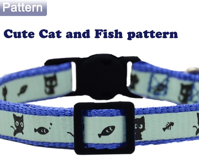 2 Pack Glow in The Dark Cat Collar with Bell Breakaway Safety Cat Puppy Collars with Pendant Orange and Blue