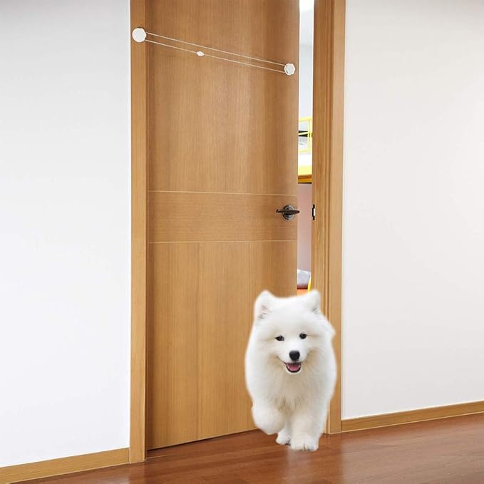 Automatic Pets Door Opener, Automotive Pet Dog Door Private Access Door, Cat Private Handle Pet Door, for Training Pets Dogs Cats Free-Access Entry Exit Room Toilet(White)