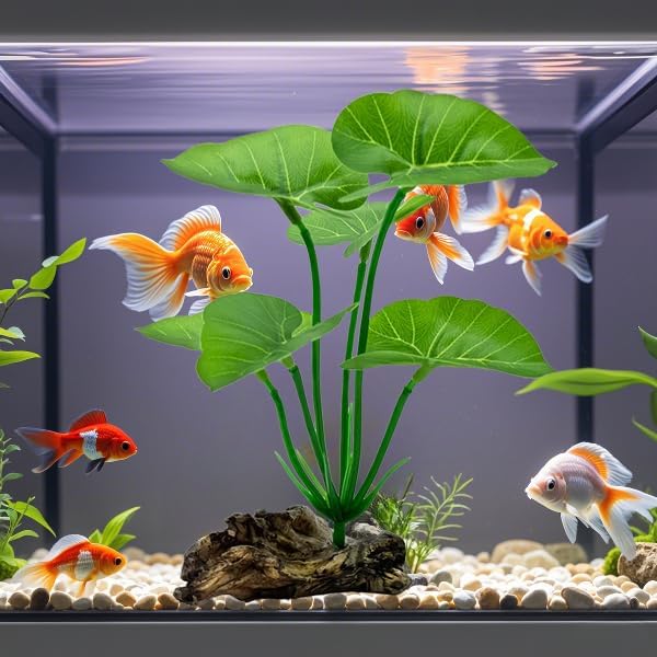 Silk Aquarium Plants Betta Fish Tanks Decor 6-in Soft Aquarium Decorations Fish Tanks Plants Leaf Hammock, Artificial Aquarium Plant Fish Tank Decorations Accessories Goldfish Reptile Plants Driftwood