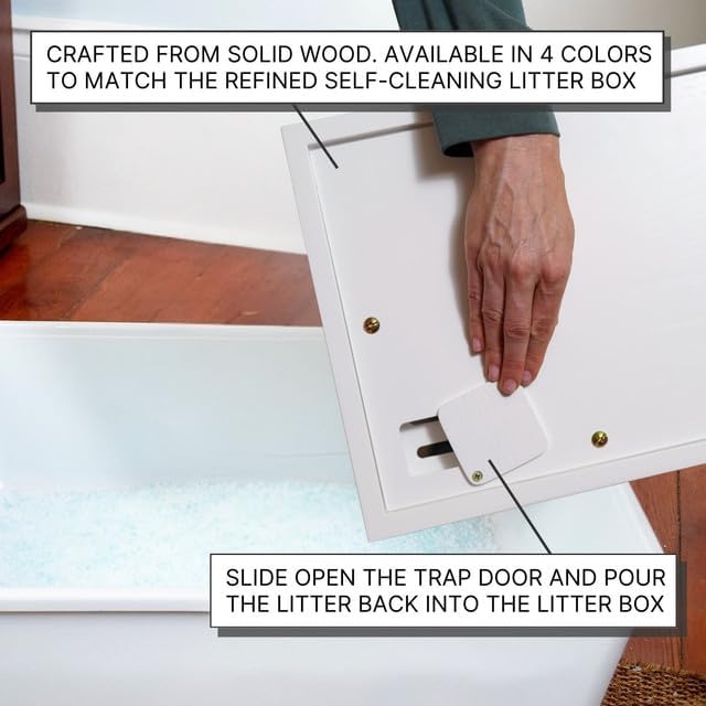Refined Self Cleaning Litter Box Cabinet-Litter Catch White