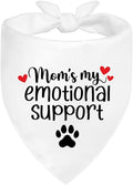 Mom’s My Emotional Support White Dog Bandana, Decor Accessories for Pet Birthday Gifts, Funny Printed Dog Bandanas, Thanksgiving for Women Mom Puppy Owner Pet Lover