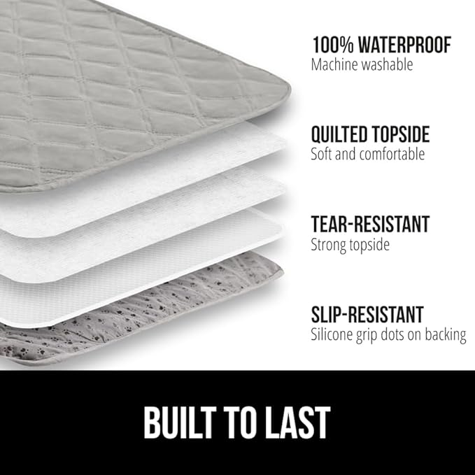 GORILLA GRIP Waterproof Bed Cover for Dogs, 102x82, Gripped Slip Resistant Backing, Leak Proof Washable Dog Blanket Covers Sofa, Couch, Sectional, Crate, Car, RV Seats, Pet Puppy Essentials Light Gray