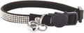 Rhinestone Cat Collar Breakaway Safety Buckle with Bell, Adjustable Diamond Girl Boy Kitty Cute Comfy Collar for Kitten Small Pets Rabbits, 7.5"-11" Black