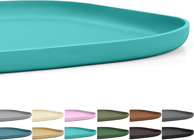 Small Silicone Pet Food Mat with Raised Edge for Food and Water Bowl, Square Dog Feeding Mats, Cat Food Trays for Floor Waterproof, Rubber Tray for Dogs and Cats, 12 x 12 x 0.7 Dark Turquoise