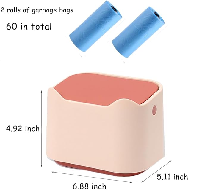 Mini Countertop Cat Litter Can with Press Type Lid, Includes 60 Refill Bags