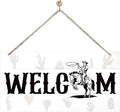Welcome Sign for Front Door, Welcome Decor Wooden Hanging Sign for Wall Decor, West CowBoy Pattern Hanging Signs, Funny Wooden Outdoor Front Door Decoration 13.8X6.9 inches