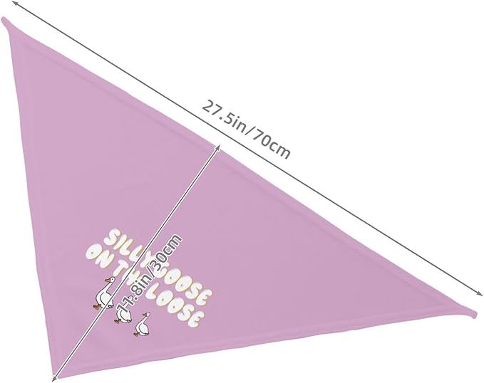 Silly Goose on The Loose Triangle Dog Bandana,Summer Bandana Funny Triangle Dogs Scarf Handkerchief Soft Adjustable Puppy Bandanas (Pink Purple)