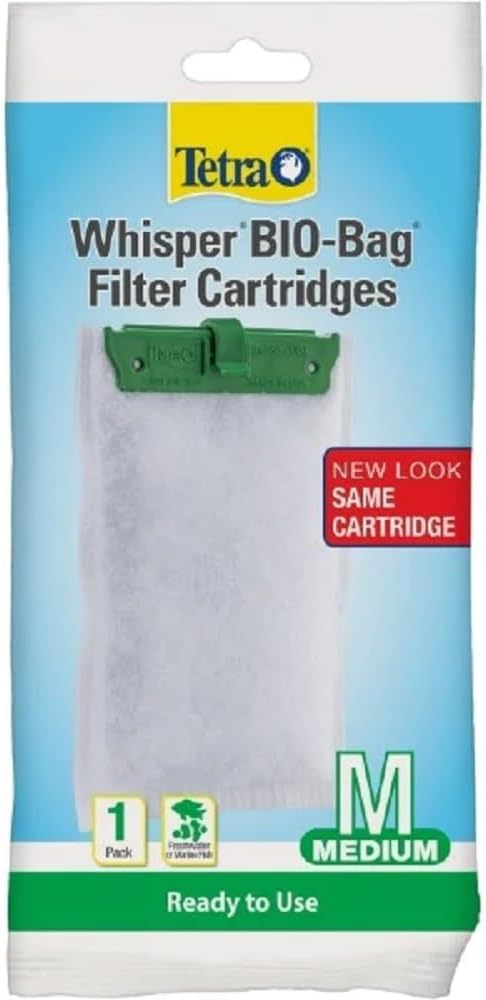 Tetra Whisper Bio-Bag Filter Aquarium Cartridges, Medium Filter for Freshwater and Marine Fish, Removes Odors and Discoloration, Ready to Use Medium Green Filter