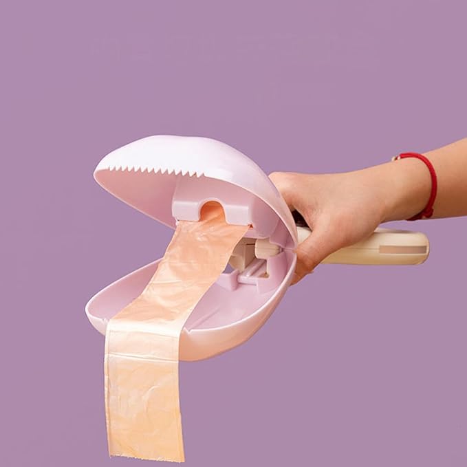Luxshiny Dog Poop Scooper Poo Pickup Tool with Long Handle and Plastic Shovel Outdoor Pet Pooper Scooper for Home Use with Waste Bags Purple