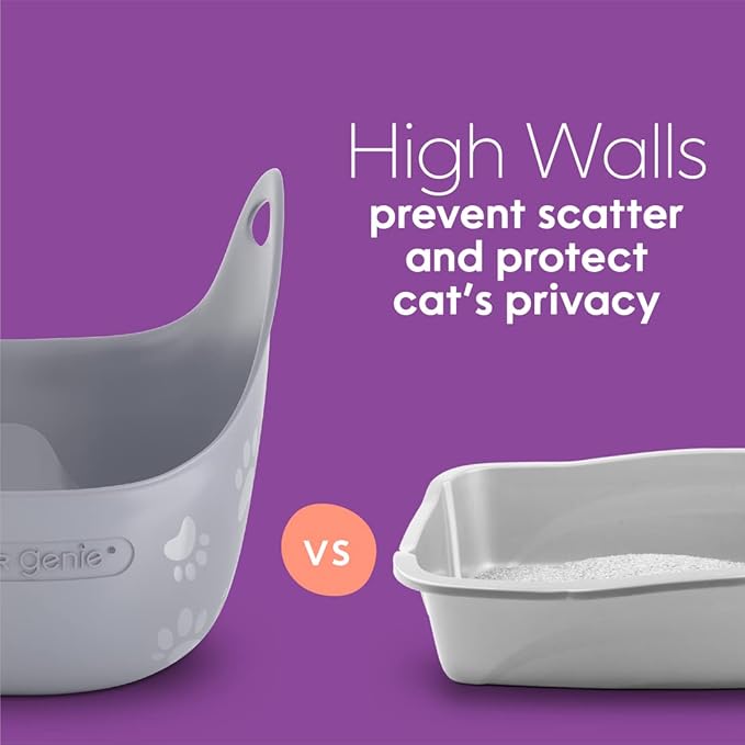 Litter Genie Cat Litter Box | Portable, Open, High Sided Cat Litter Box with Handles | Flexible Plastic Litter Box | Comfortable, Easy-Clean Cat Box