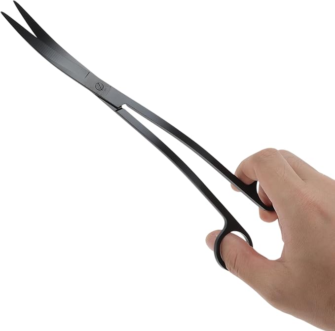 Stainless Steel Aquarium Scissors, Wave Design, Professional Aquaplant Maintenance Tool, Black, 1 Pcs