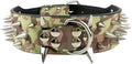 Serijoars Spiked Studded Dog Collar, PU Leather Dog Collar, Adjustable Pet Collars for Medium or Large Breed Pet (L, Camouflage5)