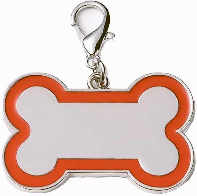 Double-Sided Personalized Dog Tags for Pets - pet ID tag, Laser Engraved Dog tag, Name tag for Dog Collar, Dog Tags for Large Dogs (Orange, Bone-Shaped-Large)