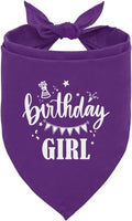 Birthday Girl Dog Bandana - Purple Triangle Scarf for Small Medium Large Dogs - Funny Cute Pet Accessory - Gift for Dog Lovers (D32)