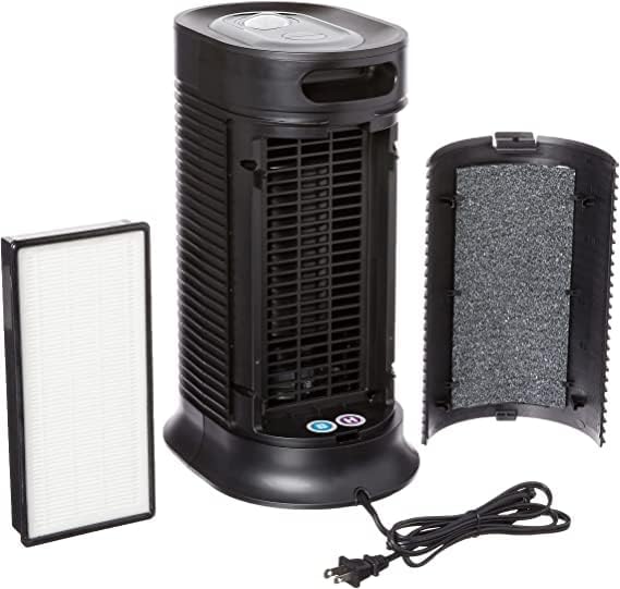Honeywell HPA060 HEPA Tower Air Purifier, Airborne Allergen Reducer for Small Rooms (75 sq ft), Black - Wildlfire/Smoke, Pollen, Pet Dander, and Dust Air Purifier