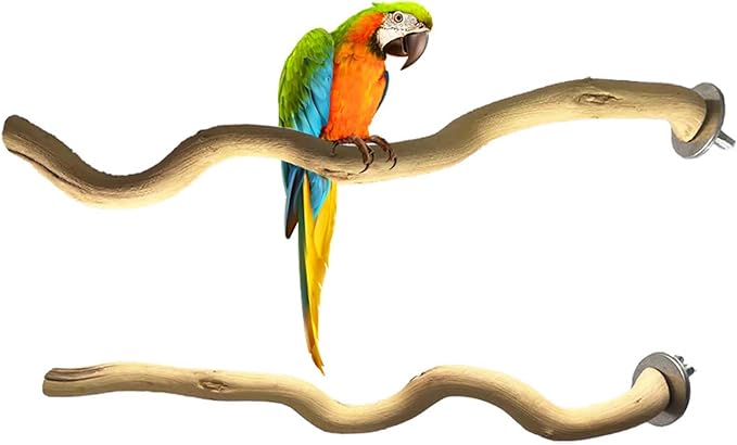 Allazone 5 PCS Natural Parrot Perch Bird Stand Wooden Parrot Perch Stand Parakeet Climbing Standing Branches Toy for Small Lovebirds Budgies Cockatiels
