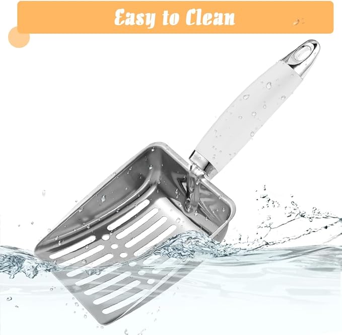 Cat Litter Scoop - Stainless Steel Metal Cat Litter Scoop-Sturdy Mesh Scooper - Mesh Shovel-Easy to Clean - Suitable for Cat Litter Box -Grey White-Christmas