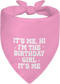 It's Me, Hi I'm The Birthday Girl Pink Dog Bandana, Cute Birthday Gifts for Dog Lover Mom, Pup Scarf Accessory Photo Prop for Festive Celebration Party, Heartwarming Gifts for New Dog Owner