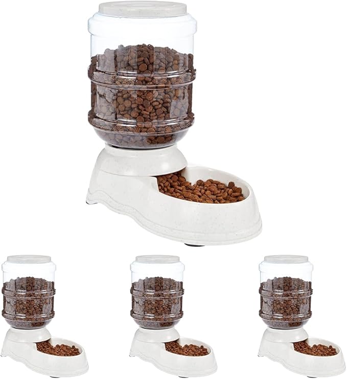 Amazon Basics Gravity Pet Food Feeder for Dogs and Cats,Small,6-Pound Capacity,Gray,(Pack of 4)