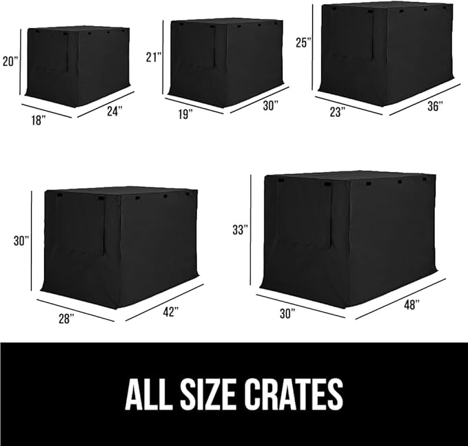 GORILLA GRIP Dog Crate Covers Compatible with Amazon Basics Dog Crates, All Sides Open, Privacy Cover Fits 48" Wire Kennel, Breathable Mesh Windows, Light Reducing Puppy Training Cage Topper, Black