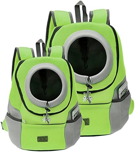 Mogoko Airline Approved Cat Dog Backpack, Puupy Pet Carrier Front Bag with Breathable Head Out Design and Double Mesh Padded Shoulder for Outdoor Travel Hiking (M, Green)