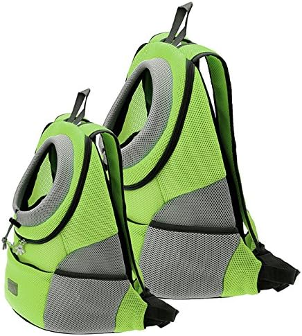 Mogoko Airline Approved Cat Dog Backpack, Puppy Pet Carrier Front Bag with Breathable Head Out Design and Double Mesh Padded Shoulder for Outdoor Travel Hiking (L, Green)