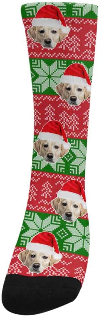 Custom Face Socks, Personalized Dog Lover Pet Photo Picture on Socks Unisex Athletic Crew Socks for Men Women