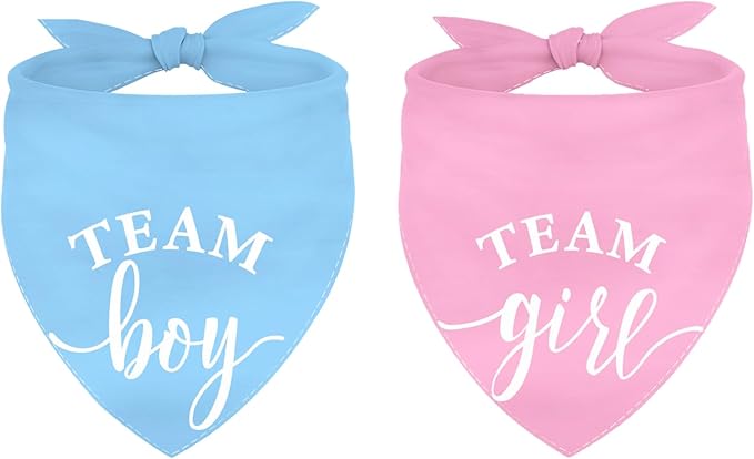 Whaline 2 Pack Gender Reveal Dog Bandana Team Boy Team Girl Triangle Pet Scarf Pink Blue Pregnancy Announcement Pet Neckerchief for Pets Daily Wear Photo Prop Party Supplies, 26.8 x 17.7 x 17.7 Inch