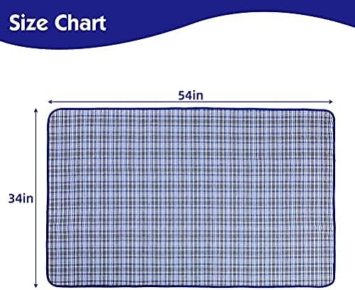 OUTCREATOR® Washable Bed Pads 34" x 54" (Pack of 2) for Incontinence Mattress Protector, Reusable Underpads for Elderly, Adults, Kids, Pets with Anti-Slip Bottom (Light Blue Plaid)