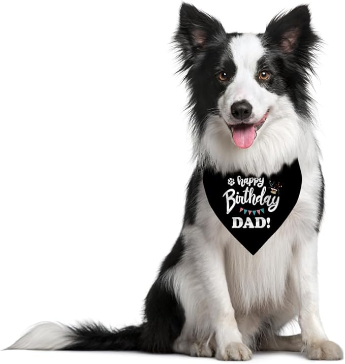 Happy Birthday Dad Dog Bandana, Dad's Gift Dog Bandana, Pet Scarf Accessories, Dogs Bandanas Gift for Small Medium Dogs (D62)