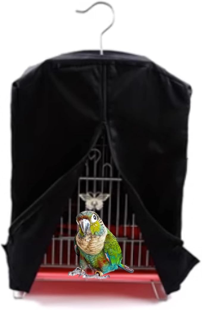 MANON ROSA Bird Cage Cover Birdcage Curtain - Enhanced Privacy Safety Comfort for Parrots Cockatiels Lovebirds Budgerigar Finch Canary Parakeet (M(13" L x 12.6" W x 17.3" H),Black)