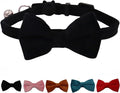 Cat Collar Breakaway with Bell and Removable Bow Tie Safety Buckle Velvet Adjustable 7-11 inches for Kitten Cats (Black)