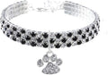 Pet Collar with Diamonds, Adjustable Crystal Diamond Elastic Heart Claw Pendant Wedding cat and Dog Small pet Necklace Jewelry