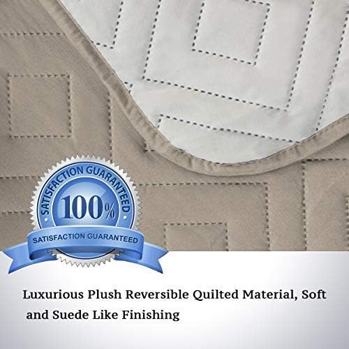 H.VERSAILTEX Reversible Loveseat Cover Furniture Protector Anti-Slip Water Resistant 2" Elastic Straps Couch Covers Pets Kids Fit Sitting Width Up to 54"(Oversized Loveseat: 75" x 98", Khaki/Beige)