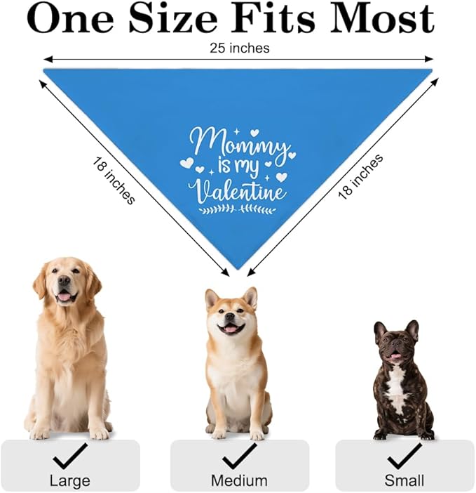 Funny Valentine's Day Dog Bandana for Dogs Boys Puppies, Mommy is My Valentine Dog Bandana, Cute Holiday Party Pet Scarf Accessories, Blue Valentines Birthday Gifts for Dogs Mom, New Pets Gifts