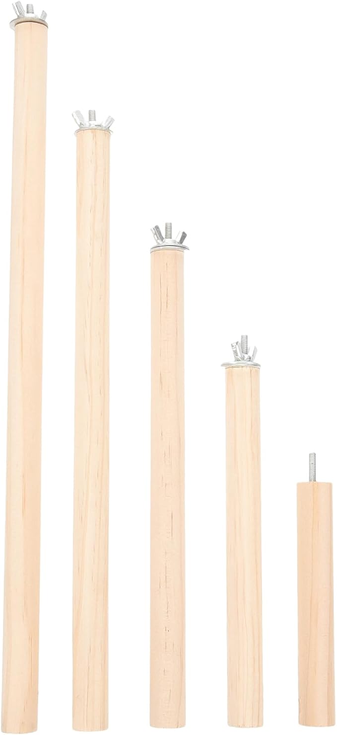 Veemoon Wood Bird Perch Stand 5pcs Parrot Cage Stick Standing Sticks Climbing Branch Rod Bird Cage Grinding Toy for Cockatiels Parakeet （10+15+20+25+30 CM）