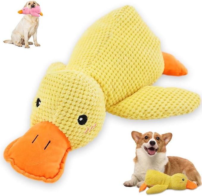 Dog Toys for Aggressive Chewers,2025 Upgraded Dog Chew Toys for Small Large Dogs,Indestructible Puppy Teething Toys,Plush Yellow Stuffed Duck Toy (Yellow, Large)