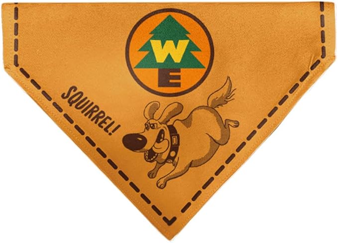 Disney Pet Bandana Up Dug Squirrel Pose and Wilderness Explorer Badge Orange Slip On Collar Bandana Only