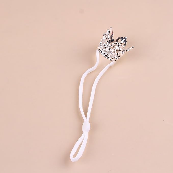 1PCS Crown Tiara Headband for Cat Dogs Puppy Birds Ducks Chicken Rabbit Hamster Pets Party Birthday Grooming Hair Accessories(Silver, Elastic)