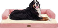 Orthopedic Washable Large Dog Bed, Pink Dog Beds with Removable Cover, Large XXXL Pet Dogs with Bolster, Washable Dogs Beds Sofa with Orthopedic Egg Foam for Medium Large Pet