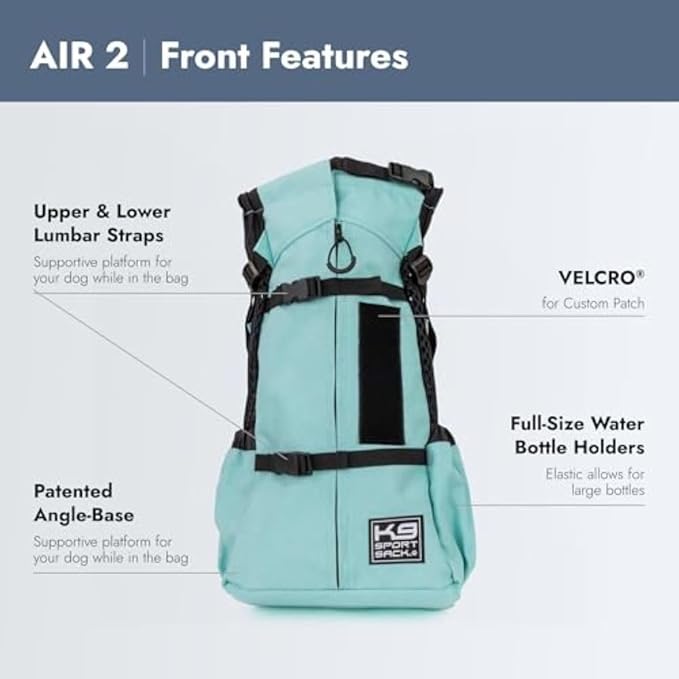 K9 Sport Sack Air 2 - Medium, Summer Mint - Ideal for Dogs with 17-19” Back Length - Durable, Breathable Backpack-Style Carrier - Perfect for Walks, Short Hikes & Public Transportation