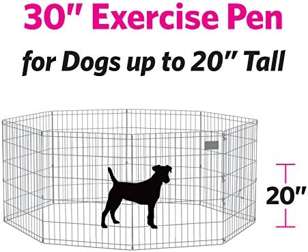 MidWest Homes for Pets Folding Metal Puppy / Dog Exercise Pen, Indoor/Outdoor Playpen with No Door, Provides 16 Sq Feet of Play Space, 30-Inches Tall, Black E-Coated