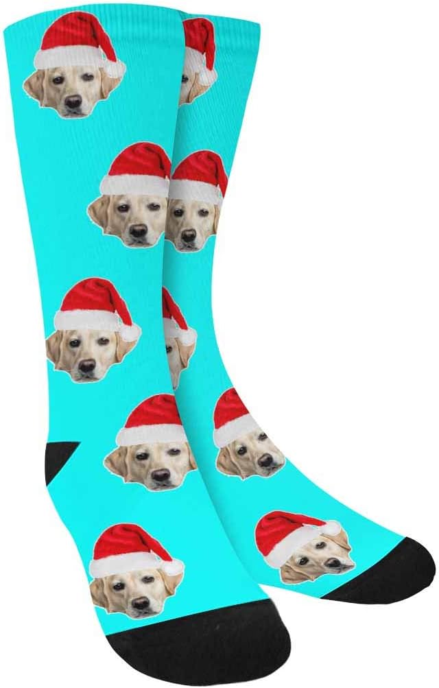 Custom Face Socks, Personalized Dog Lover Pet Photo Picture on Socks Unisex Athletic Crew Socks for Men Women