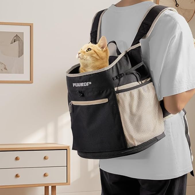 Pet Dog Carrier Backpack, cat Carrier Pouch, Small Dog Front Backpack, Breathable Mesh Dog Travel Backpack with Safety Belt, Suitable for Travel, Hiking, Cycling, and Outdoor Adventures