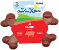 Chew’EMS X Bone Dog Chew Toy for Aggressive Chewers – Long-Lasting Bacon Flavor Nylon Bone – Durable, Rawhide-Free Dental Toy - Small Size – Made in USA