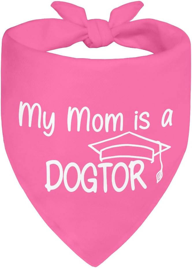 My Mom is A Dogtor Pink Dog Bandana, Graduation Gifts for Medical Student, Funny Cute Appreciation Gifts for Doctor Nurse Veterinarian, Christmas Birthday Gifts for Dog Mom